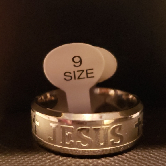 COPY - Jesus Christian Silver Stainless Steel Ring Band - Picture 4 of 5